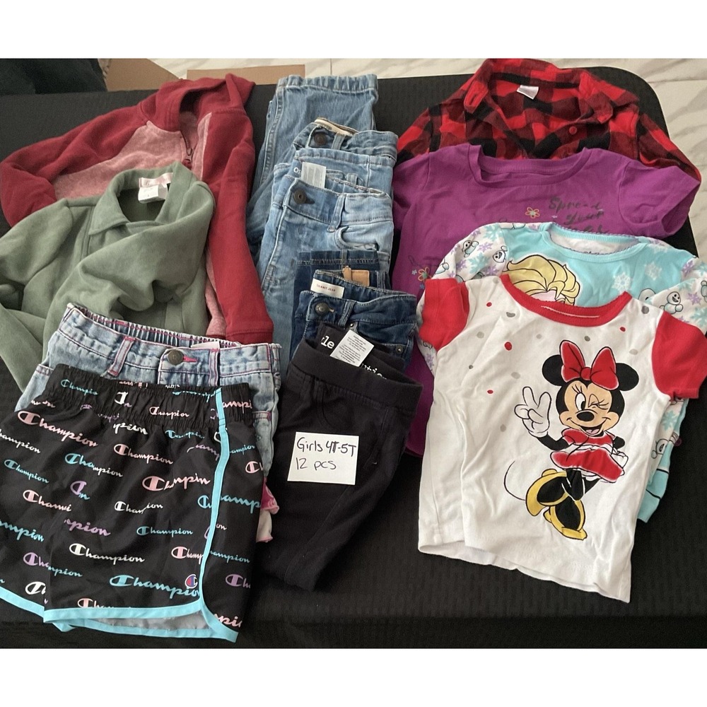 Mixed Brands Outfit Lot Girls 4T-5T Tops Jeans 12pc Disney Minnie Frozen Encanto